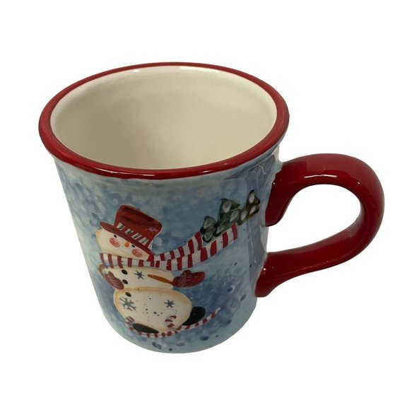 Certified International Cup Mug Winter Holiday Snowman Red Handle Ceramic - Picture 3 of 7